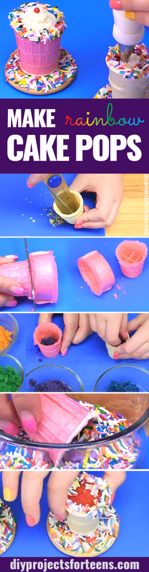 How To Make Rainbow Cake Pops - Rainbow Milkshake Cake Pop Dessert Recipe is Fun and Easy Idea