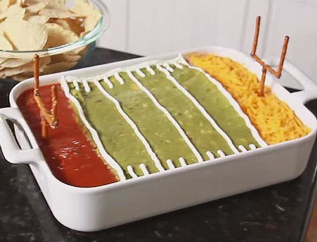 Make This Fun Superbowl Layered Dip with Field Goal