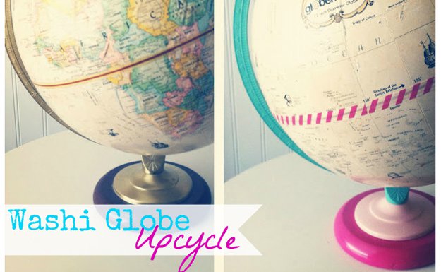 Washi Tape Crafts - Washi Globe Upcycle - Wall Art, Frames, Cards, Pencils, Room Decor and DIY Gifts, Back To School Supplies - Creative, Fun Craft Ideas for Teens, Tweens and Teenagers - Step by Step Tutorials and Instructions #washitape #crafts #cheapcrafts #teencrafts