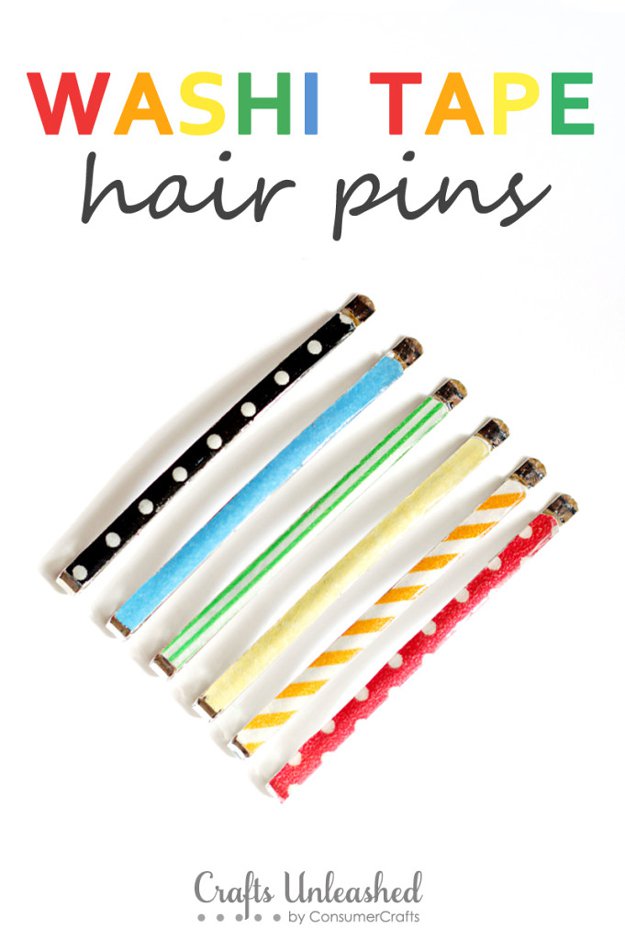 Washi Tape Crafts - Washi Tape Hair Pins - Wall Art, Frames, Cards, Pencils, Room Decor and DIY Gifts, Back To School Supplies - Creative, Fun Craft Ideas for Teens, Tweens and Teenagers - Step by Step Tutorials and Instructions #washitape #crafts #cheapcrafts #teencrafts