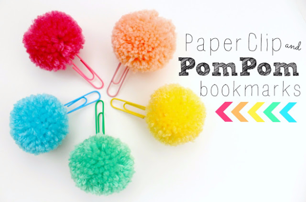 DIY Crafts with Pom Poms - Paperclip Pom Pom Bookmarks - Fun Yarn Pom Pom Crafts Ideas. Garlands, Rug and Hat Tutorials, Easy Pom Pom Projects for Your Room Decor and Gifts http://stage.diyprojectsforteens.com/diy-crafts-pom-poms