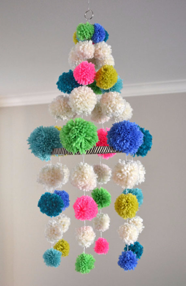 DIY Crafts with Pom Poms - Pom Pom Chandelier - Fun Yarn Pom Pom Crafts Ideas. Garlands, Rug and Hat Tutorials, Easy Pom Pom Projects for Your Room Decor and Gifts http://stage.diyprojectsforteens.com/diy-crafts-pom-poms