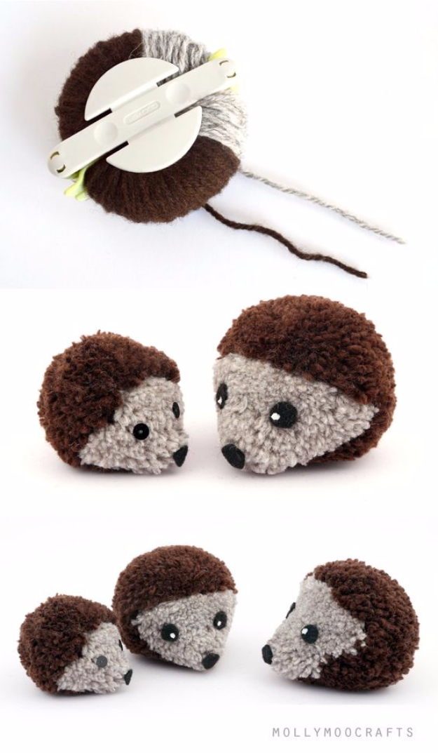 DIY Crafts with Pom Poms - Pom Pom Hedgehogs - Fun Yarn Pom Pom Crafts Ideas. Garlands, Rug and Hat Tutorials, Easy Pom Pom Projects for Your Room Decor and Gifts http://stage.diyprojectsforteens.com/diy-crafts-pom-poms