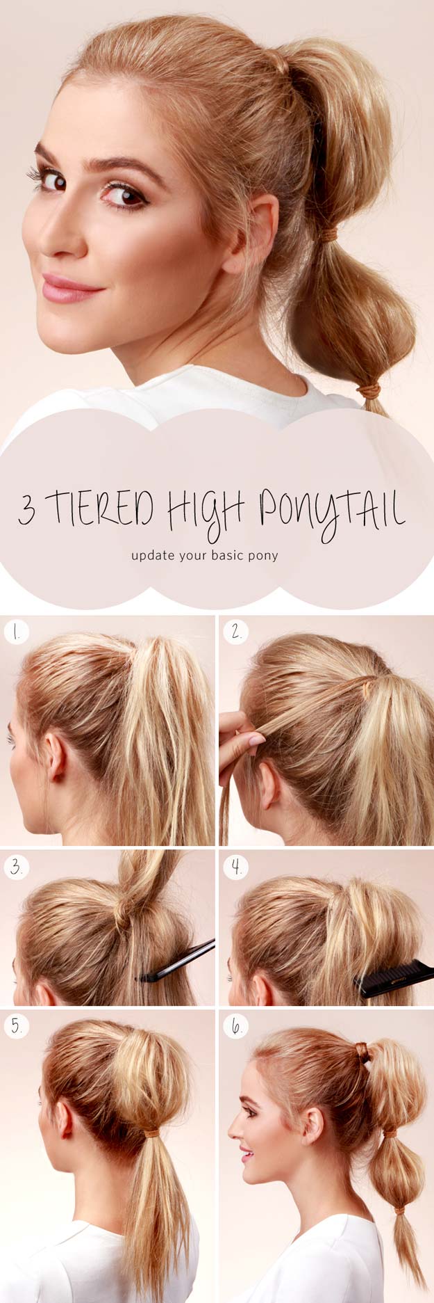Best Hairstyles for Long Hair - Three Tiered High Ponytail- Step by Step Tutorials for Easy Curls, Updo, Half Up, Braids and Lazy Girl Looks. Prom Ideas, Special Occasion Hair and Braiding Instructions for Teens, Teenagers and Adults, Women and Girls 