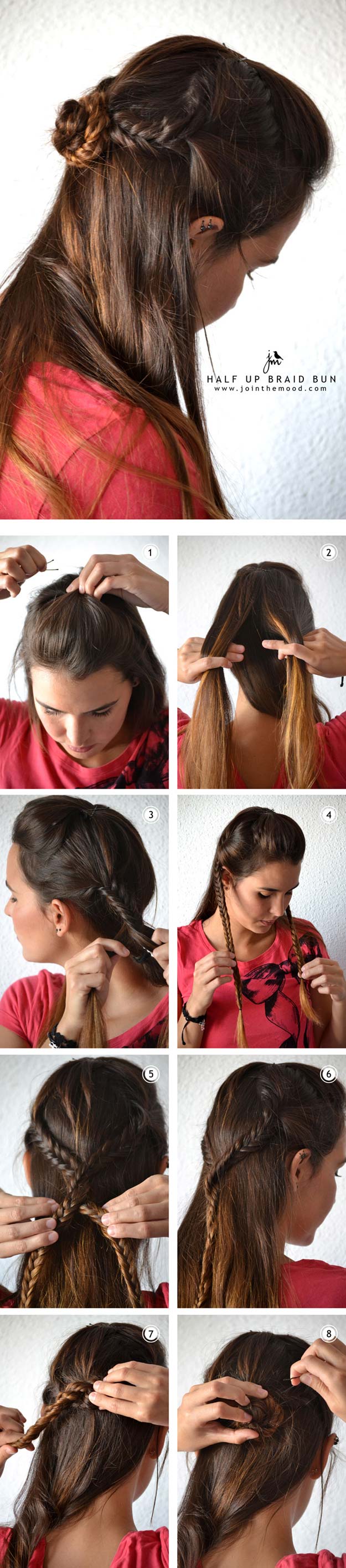 Best Hairstyles for Long Hair - Half Bun Braid - Step by Step Tutorials for Easy Curls, Updo, Half Up, Braids and Lazy Girl Looks. Prom Ideas, Special Occasion Hair and Braiding Instructions for Teens, Teenagers and Adults, Women and Girls 