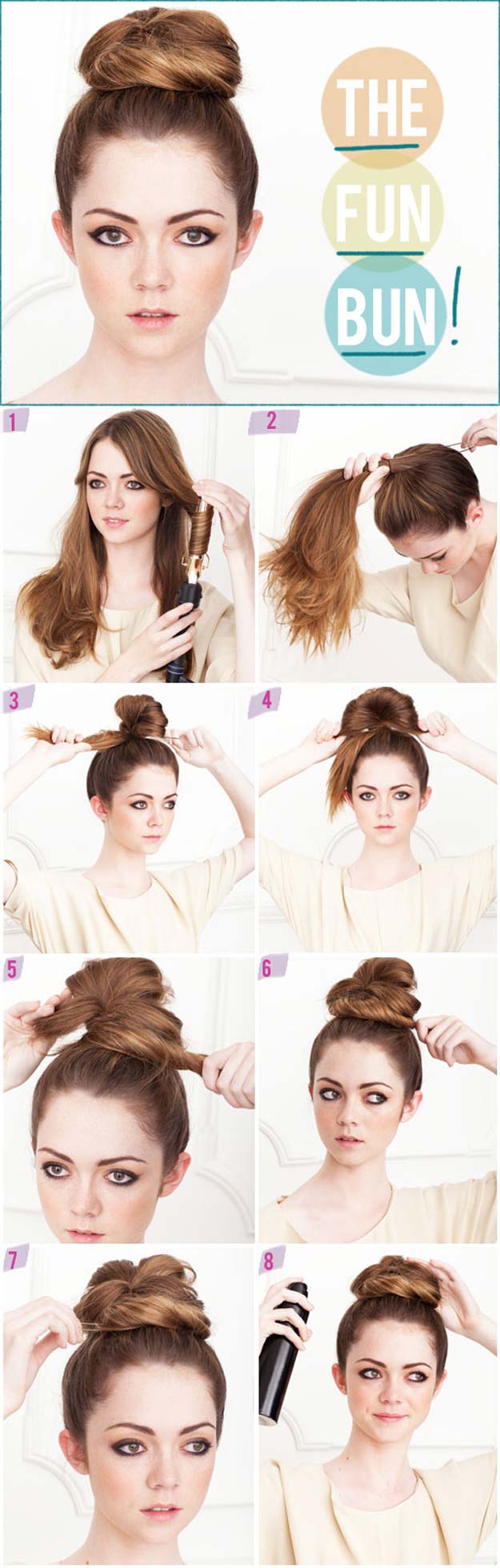 Best Hairstyles for Long Hair - Fun Bun- Step by Step Tutorials for Easy Curls, Updo, Half Up, Braids and Lazy Girl Looks. Prom Ideas, Special Occasion Hair and Braiding Instructions for Teens, Teenagers and Adults, Women and Girls 