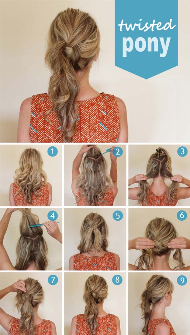 Best Hairstyles for Long Hair - Twisted Pony- Step by Step Tutorials for Easy Curls, Updo, Half Up, Braids and Lazy Girl Looks. Prom Ideas, Special Occasion Hair and Braiding Instructions for Teens, Teenagers and Adults, Women and Girls 