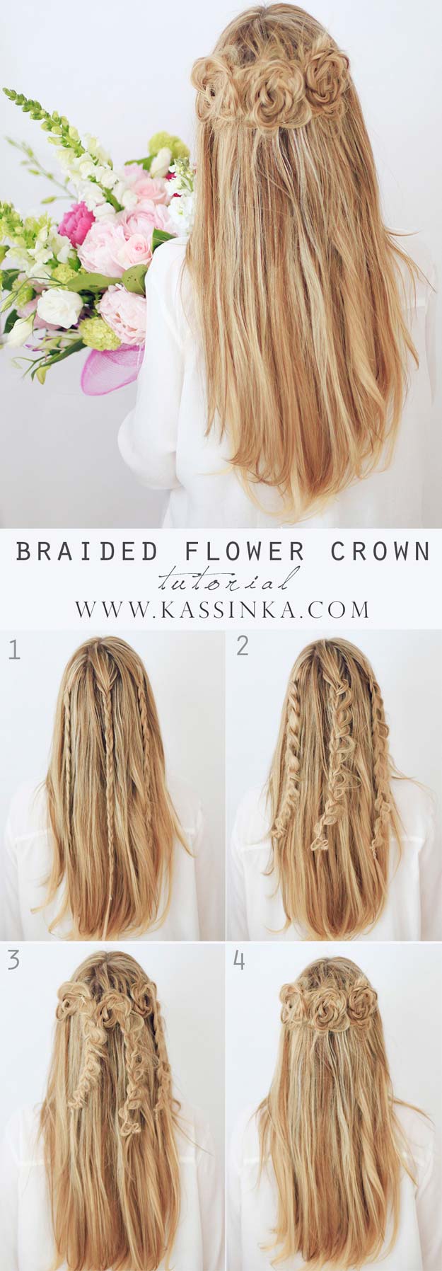 Best Hairstyles for Long Hair - Braided Flower Crown - Step by Step Tutorials for Easy Curls, Updo, Half Up, Braids and Lazy Girl Looks. Prom Ideas, Special Occasion Hair and Braiding Instructions for Teens, Teenagers and Adults, Women and Girls 