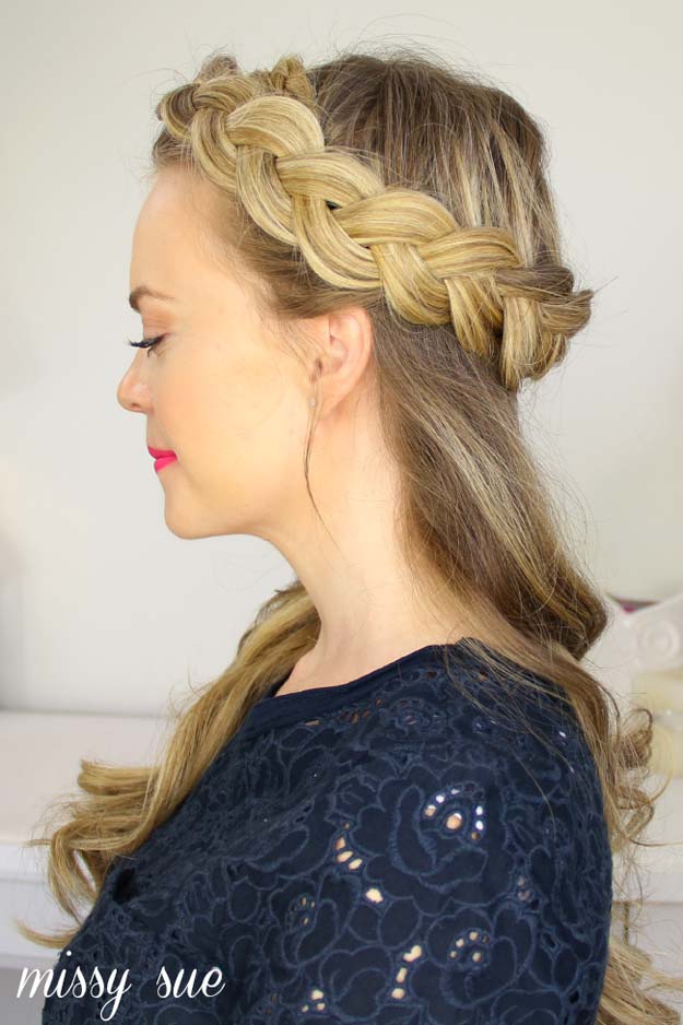 Best Hairstyles for Long Hair - Half Crown Braid- Step by Step Tutorials for Easy Curls, Updo, Half Up, Braids and Lazy Girl Looks. Prom Ideas, Special Occasion Hair and Braiding Instructions for Teens, Teenagers and Adults, Women and Girls 