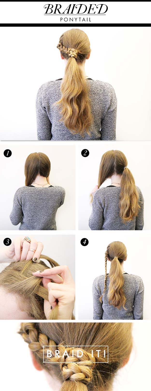 Best Hairstyles for Long Hair - Braided Pony Tail - Step by Step Tutorials for Easy Curls, Updo, Half Up, Braids and Lazy Girl Looks. Prom Ideas, Special Occasion Hair and Braiding Instructions for Teens, Teenagers and Adults, Women and Girls 