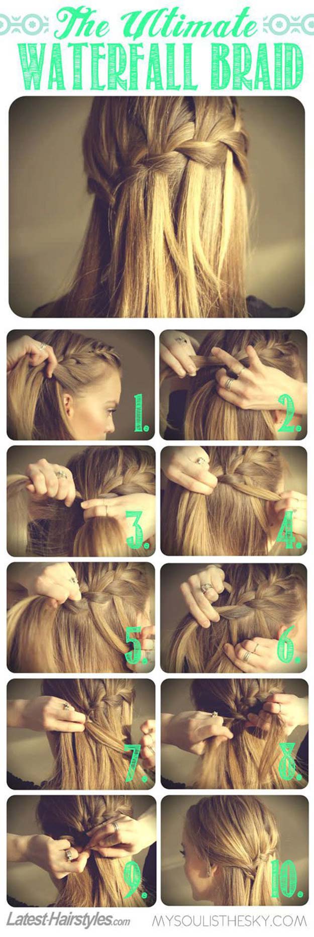 Best Hairstyles for Long Hair - Ultimate Waterfall Braid - Step by Step Tutorials for Easy Curls, Updo, Half Up, Braids and Lazy Girl Looks. Prom Ideas, Special Occasion Hair and Braiding Instructions for Teens, Teenagers and Adults, Women and Girls 