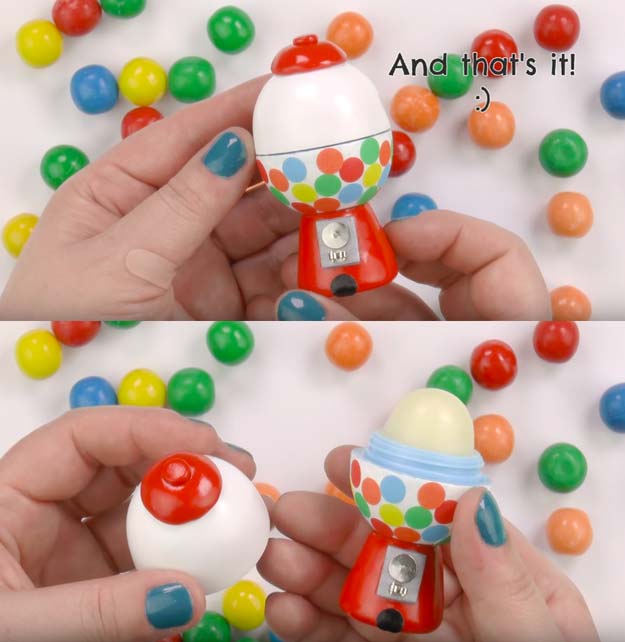 Best DIY EOS Projects - DIY EOS Gumball Machine - Turn Old EOS Containers Into Cool Crafts Ideas Like This Gumball Machine Lip Balm Container- Fun, Cheap and Easy DIY Projects Tutorials and Videos for Teens, Girls, Tweens, Kids and Adults