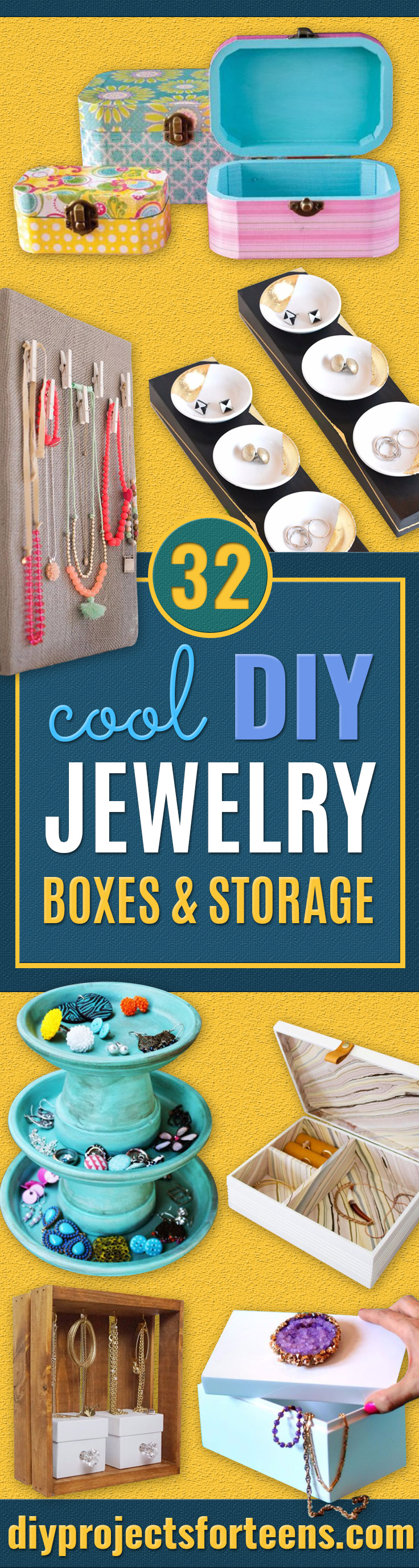 DIY Jewelry Storage - Do It Yourself Crafts and Projects for Organizing, Storing and Displaying Jewelry - Earrings, Rings, Necklaces - Jewelry Tree, Boxes, Hangers - Cheap and Easy Ways To Organize Jewelry in Bedroom and Bathroom - Dollar Store Crafts and Cheap Ideas for Decorating http://stage.diyprojectsforteens.com/diy-jewelry-storage