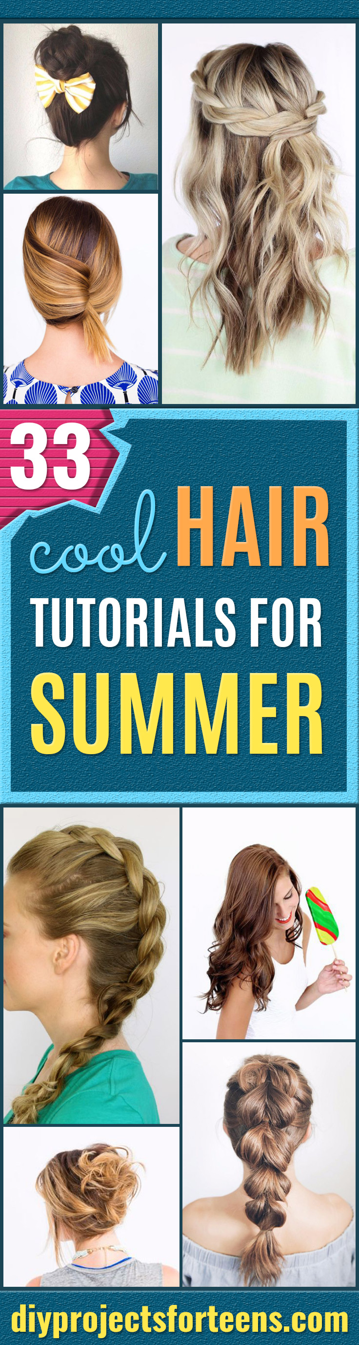 Cool Hair Tutorials for Summer - Easy Hairstyles and Creative Looks for Hair - Beachy Waves, Hair Styles for Short Hair, Medium Length and Long Hair - Ponytails, Updo Ideas and Quick Last Minute Hairstyle for Teens, Teenagers and Women http://stage.diyprojectsforteens.com/cool-hairstyles-summer