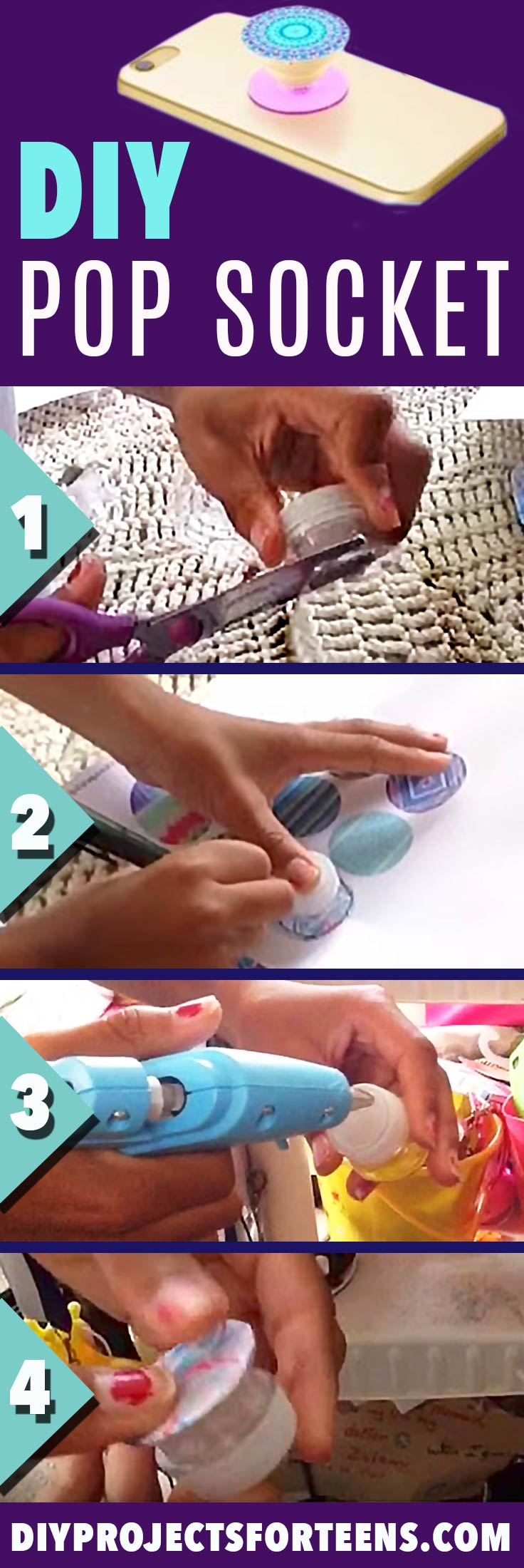 DIY Pop Socket Tutorial and Video - Cool Crafts and DIY Projects for Teens - Easy Craft Ideas for Teenagers - Cheap Phone Accessories, Hacks and Gadgets - Fun Ideas for Teens and Kids To Make This Summer - Step by Step Tutorial and Instructions