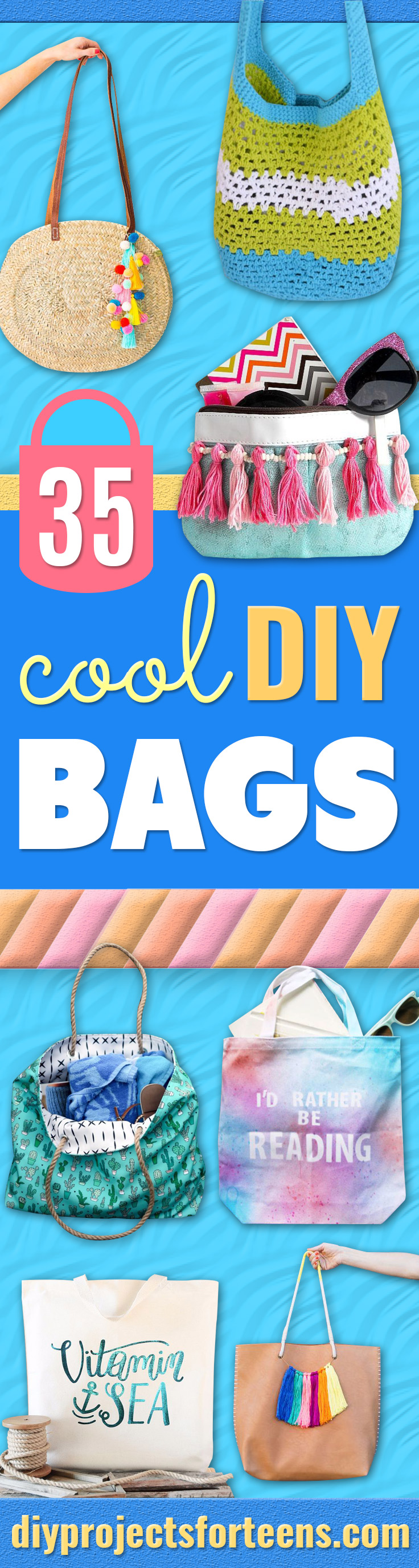 DIY Bags for Summer - Easy Ideas to Make for Beach and Pool - Quick Projects for a Bag on A Budget - Cute No Sew Idea, Quick Sewing Patterns - Paint and Crafts for Making Creative Beach Bags - Fun Tutorials for Kids, Teens, Teenagers, Girls and Adults http://stage.diyprojectsforteens.com/diy-bags-summer