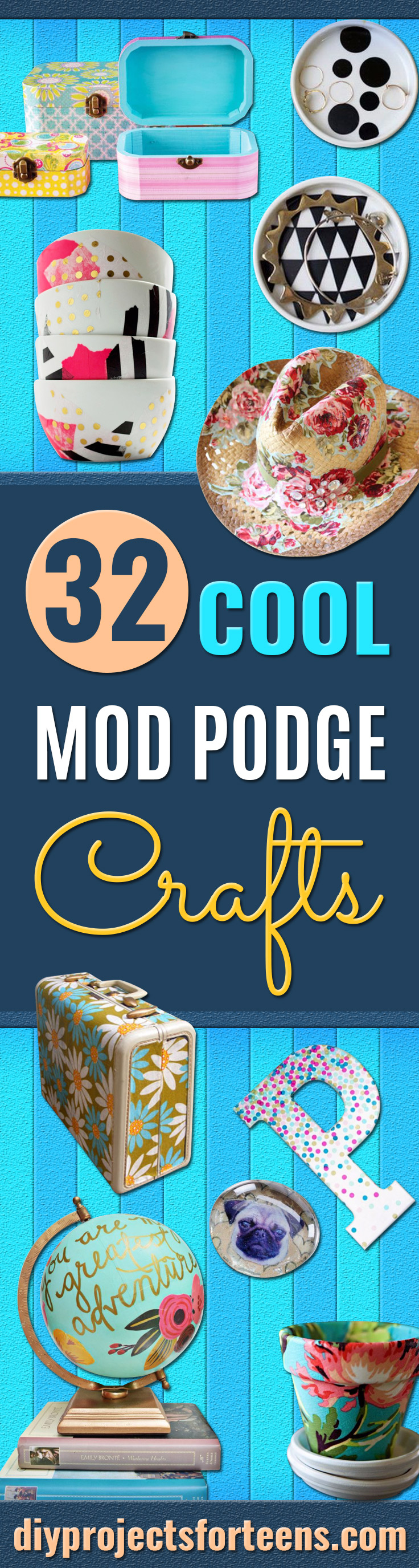Mod Podge Crafts - DIY Modge Podge Ideas On Wood, Glass, Canvases, Fabric, Paper and Mason Jars - How To Make Pictures, Home Decor, Easy Craft Ideas and DIY Wall Art for Beginners - Cute, Cheap Crafty Homemade Gifts for Christmas and Birthday Presents 