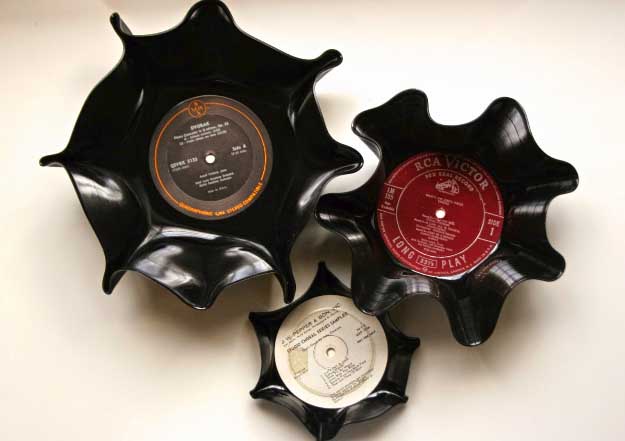 Cool Crafts You Can Make for Less than 5 Dollars | Cheap DIY Projects Ideas for Teens, Tweens, Kids and Adults | DIY Vinyl Record Bowls | http://stage.diyprojectsforteens.com/cheap-diy-ideas-for-teens/