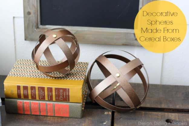 Cool Crafts You Can Make for Less than 5 Dollars | Cheap DIY Projects Ideas for Teens, Tweens, Kids and Adults | Industrial Decorative Spheres Made from Cereal Boxes #teencrafts #cheapcrafts #crafts/