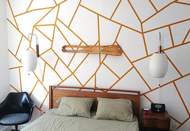 DIY Craft Projects for Wall Art - Geometric Pattern With Painters Tape