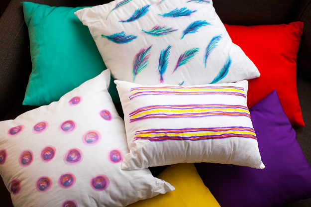 Cool DIY Sharpie Crafts Projects Ideas - Watercolor Inspired Pillow for Fun Home Decor