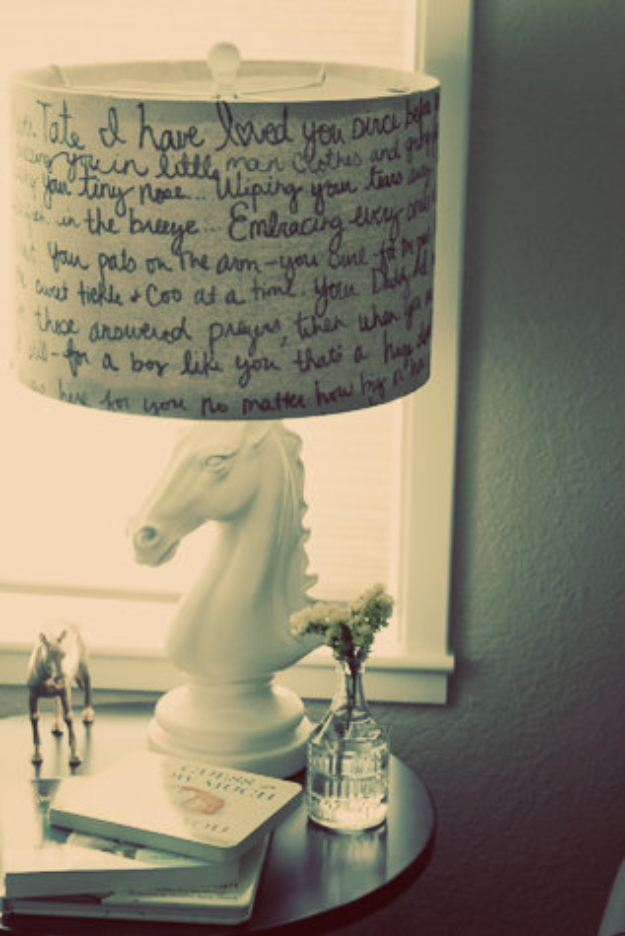 Cool DIY Sharpie Crafts Projects Ideas - Lampshade with Script