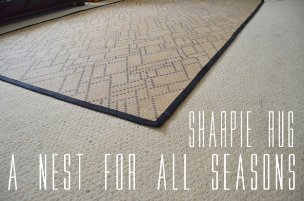 Cool DIY Sharpie Crafts Projects Ideas - Sharpie Patterned Rug for Awesome Home Decor On A Budget
