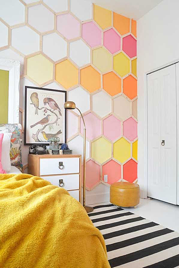 DIY Wall Art Ideas - Honeycomb Patterned Tiles for Walls