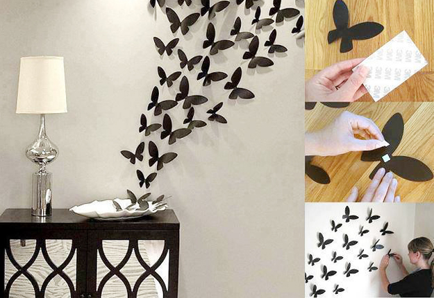 DIY Wall Art Ideas - Paper Butterflies Wall Decor