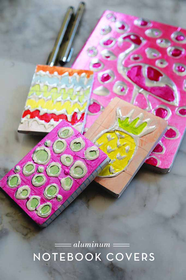 Cool Crafts for Teen Girls - Best DIY Projects for Teenage Girls - Aluminum Notebook Covers #teencrafts #diyteens #coolcrafts #crafts #diyideas