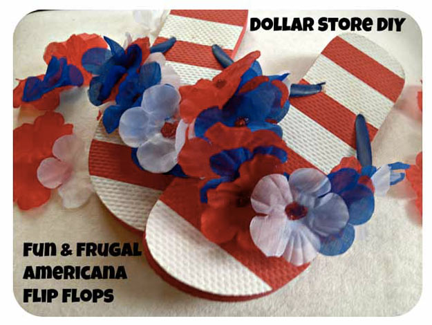 Cool Crafts for Teen Girls - Best DIY Projects for Teenage Girls - Fun and Frugal Americana Flip Flops #teencrafts #diyteens #coolcrafts #crafts #diyideas