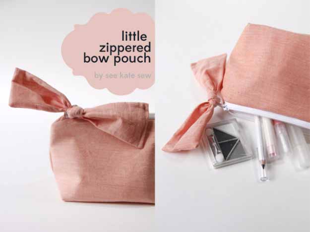 Cool Crafts You Can Make for Less than 5 Dollars | Cheap DIY Projects Ideas for Teens, Tweens, Kids and Adults | Little Zippered Bow Pouch #teencrafts #cheapcrafts #crafts/