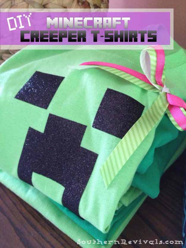 Cool Crafts You Can Make for Less than 5 Dollars | Cheap DIY Projects Ideas for Teens, Tweens, Kids and Adults | DIY Minecraft Creeper Shirts #teencrafts #cheapcrafts #crafts/