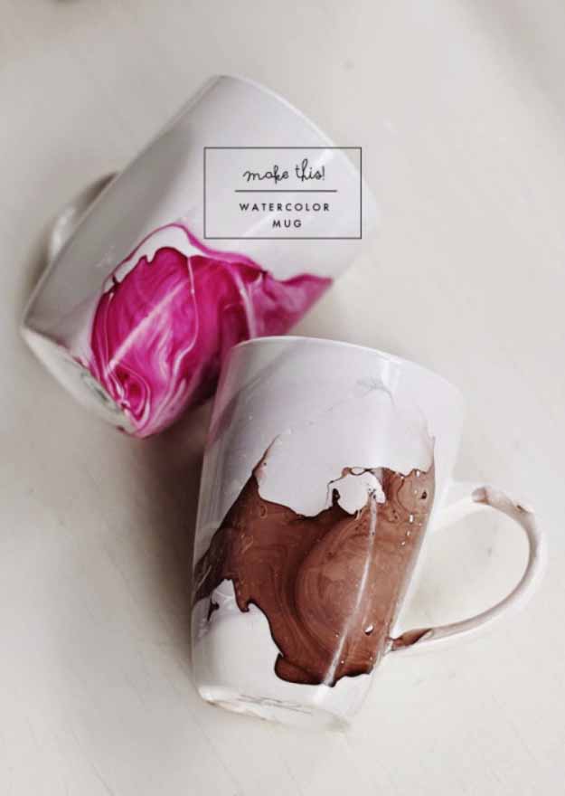 Cool Crafts You Can Make for Less than 5 Dollars | Cheap DIY Projects Ideas for Teens, Tweens, Kids and Adults | DIY Watercolor Mug #teencrafts #cheapcrafts #crafts/