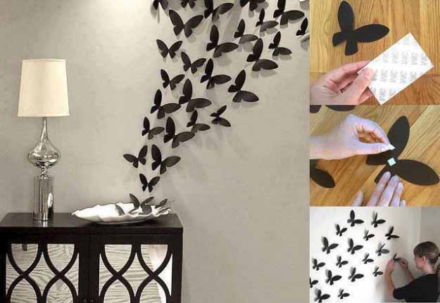 Cool Crafts You Can Make for Less than 5 Dollars | Cheap DIY Projects Ideas for Teens, Tweens, Kids and Adults | Butterflies Wall Decor #teencrafts #cheapcrafts #crafts/