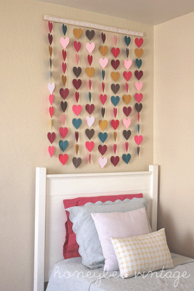 Cool Crafts You Can Make for Less than 5 Dollars | Cheap DIY Projects Ideas for Teens, Tweens, Kids and Adults | DIY-Paper-Heart-Wall-Art #teencrafts #cheapcrafts #crafts/