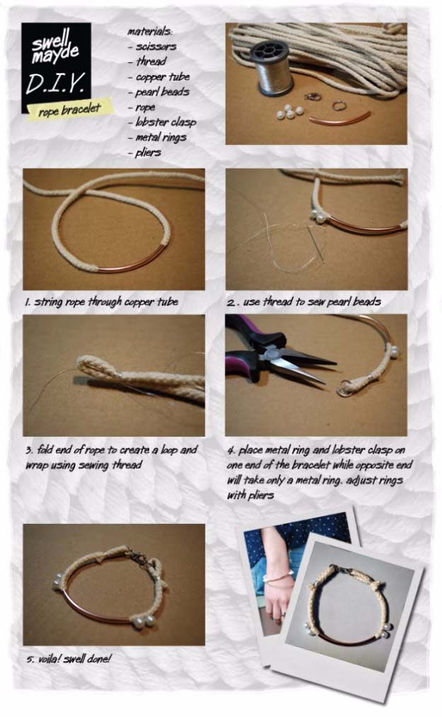Fun DIY Jewelry Ideas | Cool Homemade Jewelry Tutorials for Adults and Teens | Awesome Bracelets, Necklaces, Earrings and Accessories You Can Make At Home | DIY ROPE BRACELET 