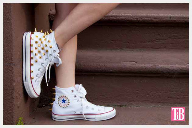 Cool Crafts for Teen Girls - Best DIY Projects for Teenage Girls - DIY Studded Converse #teencrafts #diyteens #coolcrafts #crafts #diyideas