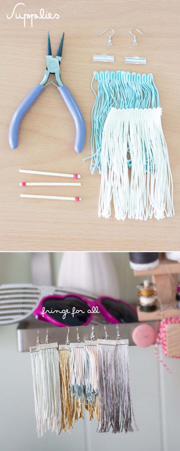 Fun DIY Jewelry Ideas | Cool Homemade Jewelry Tutorials for Adults and Teens | Awesome Bracelets, Necklaces, Earrings and Accessories You Can Make At Home | Fringe Earrings 