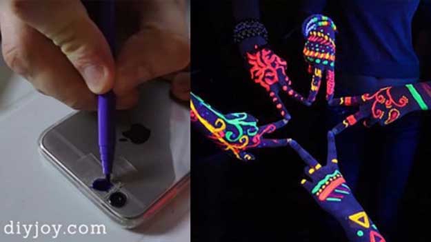 Cool DIY Ideas for Your iPhone iPad Tablets & Phones | Fun Projects for Chargers, Cases and Headphones | Make A DIY Black Light For Your Phone With The Magic Of Sharpies And Scotch Tape #diygadgets #stem #techtoys #iphone
