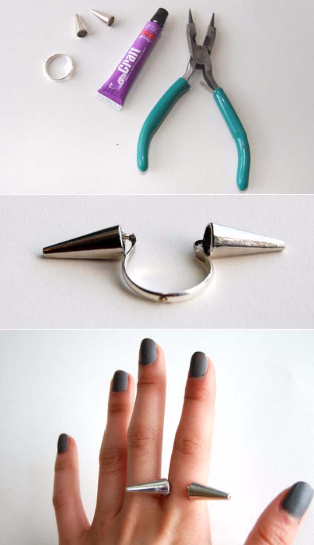 Fun DIY Jewelry Ideas | Cool Homemade Jewelry Tutorials for Adults and Teens | Awesome Bracelets, Necklaces, Earrings and Accessories You Can Make At Home | Spike Ring 