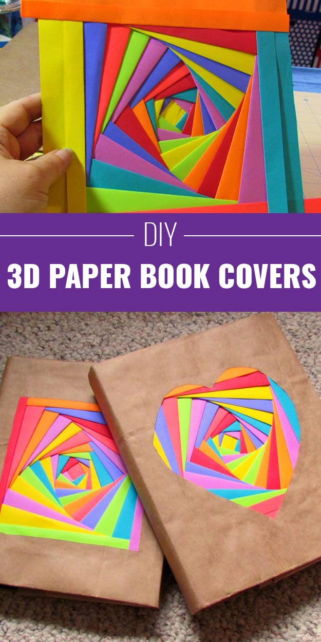 Cool Arts and Crafts Ideas for Teens, Kids and Even Adults | Cheap, Fun and Easy DIY Projects, Awesome Craft Tutorials for Teenagers | School, Home, Room Decor and Awesome Gift Ideas | 3D-Paper-Bookcovers | http://stage.diyprojectsforteens.com/arts-and-crafts-ideas-for-teens