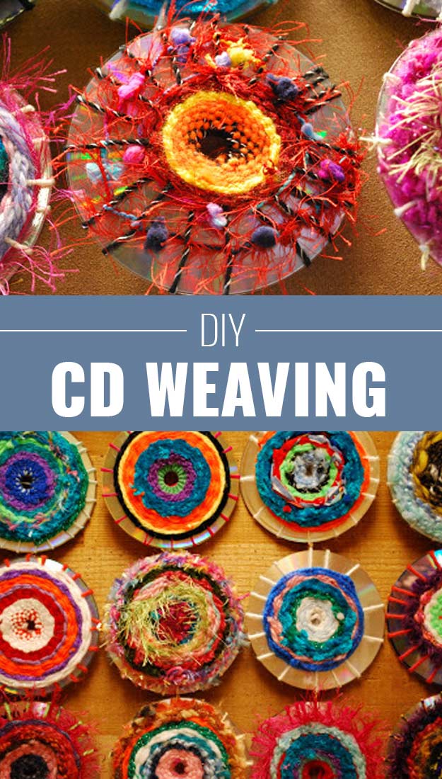 Cool Arts and Crafts Ideas for Teens, Kids and Even Adults | Cheap, Fun and Easy DIY Projects, Awesome Craft Tutorials for Teenagers | School, Home, Room Decor and Awesome Gift Ideas | CD-Weaving #artsandcrafts #art #teencrafts #crafts 