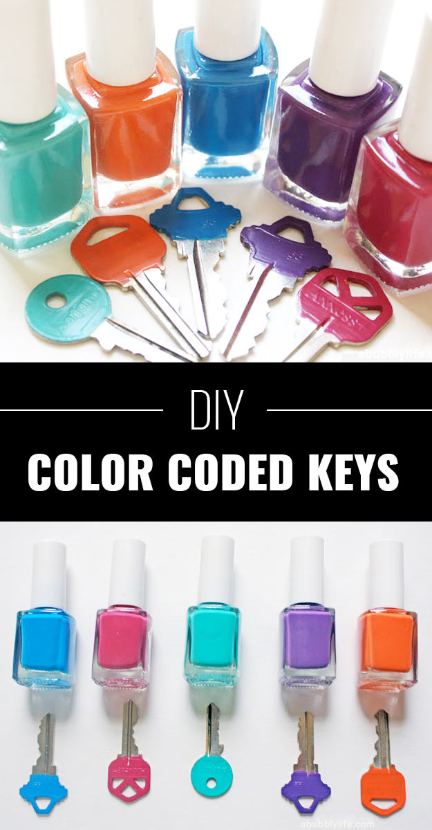 DIY Crafts Using Nail Polish - Fun, Cool, Easy and Cheap Craft Ideas for Girls, Teens, Tweens and Adults | How To Color Code Your Keys With Nail Polish 
