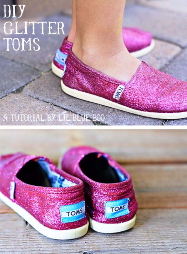 Cool DIY Crafts Made With Glitter - Sparkly, Creative Projects and Ideas for the Bedroom, Clothes, Shoes, Gifts, Wedding and Home Decor | DIY GLitter Toms #diyideas #glitter #crafts