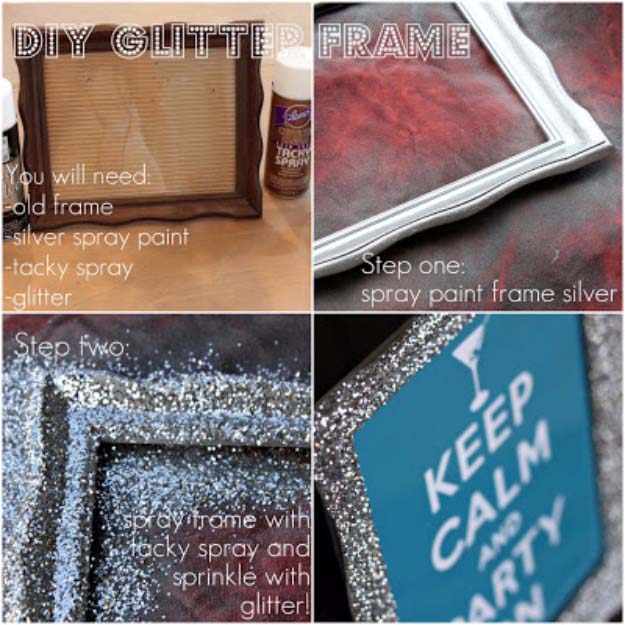 Cool DIY Crafts Made With Glitter - Sparkly, Creative Projects and Ideas for the Bedroom, Clothes, Shoes, Gifts, Wedding and Home Decor | DIY Glitter Frame #diyideas #glitter #crafts