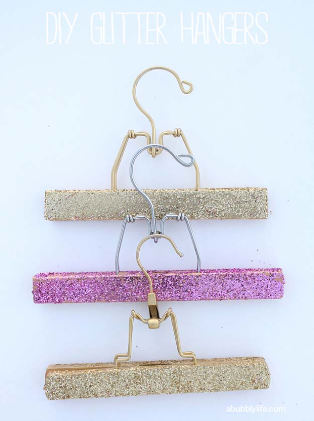 Cool DIY Crafts Made With Glitter - Sparkly, Creative Projects and Ideas for the Bedroom, Clothes, Shoes, Gifts, Wedding and Home Decor | DIY Glitter Hangers #diyideas #glitter #crafts