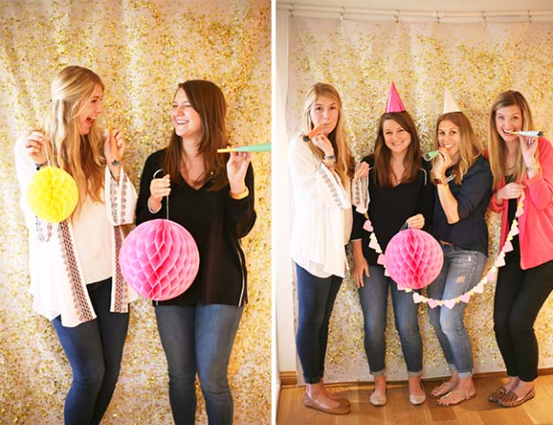 Cool DIY Crafts Made With Glitter - Sparkly, Creative Projects and Ideas for the Bedroom, Clothes, Shoes, Gifts, Wedding and Home Decor | DIY Glitter Photo Booth Backdrop #diyideas #glitter #crafts
