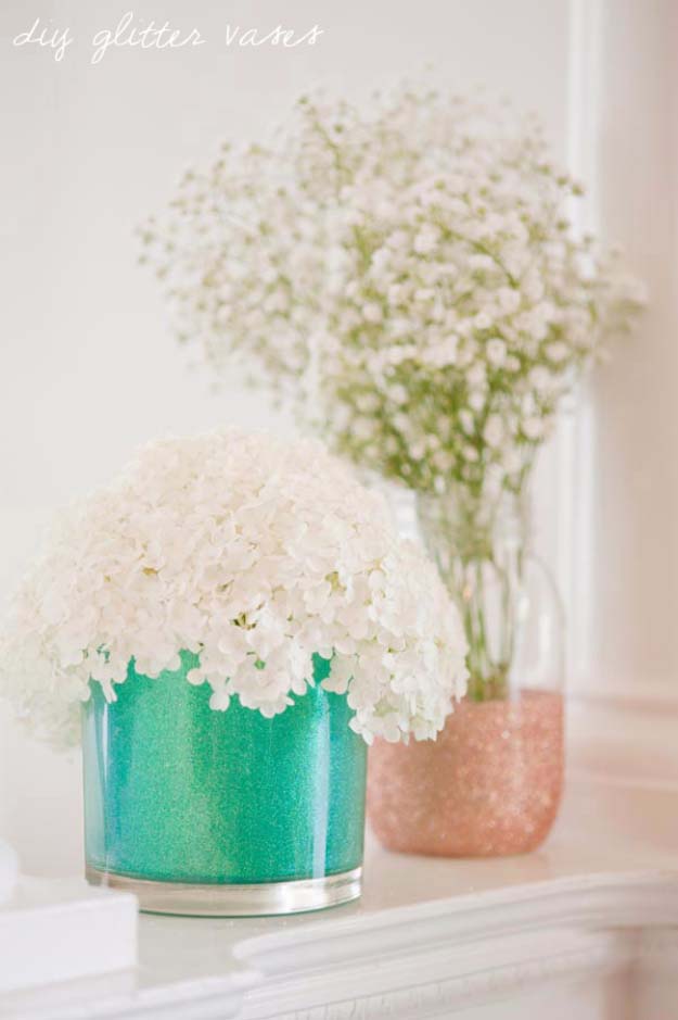 Cool DIY Crafts Made With Glitter - Sparkly, Creative Projects and Ideas for the Bedroom, Clothes, Shoes, Gifts, Wedding and Home Decor | DIY Glitter Vases #diyideas #glitter #crafts