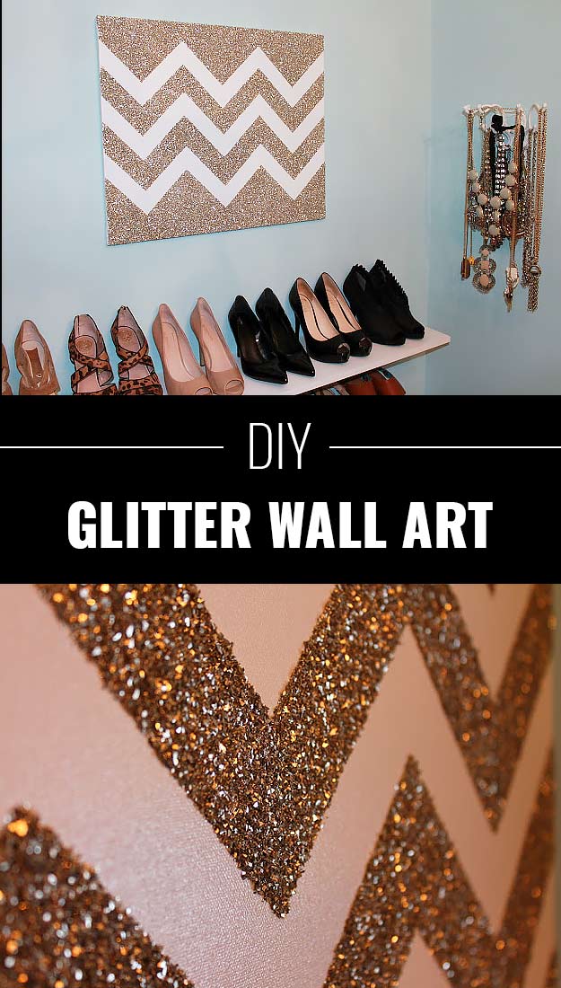 Cool DIY Crafts Made With Glitter - Sparkly, Creative Projects and Ideas for the Bedroom, Clothes, Shoes, Gifts, Wedding and Home Decor | DIY Glitter Wall Art #diyideas #glitter #crafts